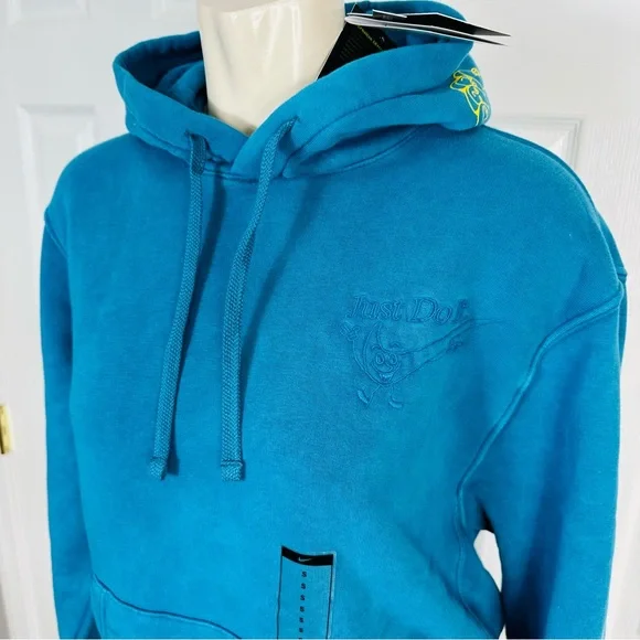 NIKE standard fit MENS SWEATSHIRT blue hooded HOODIE kangaroo pocket SMALL - Picture 2 of 13